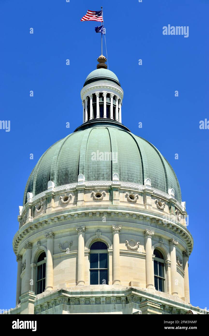 Indianapolis, Indiana, États-Unis. Le dôme du bâtiment du Capitole de l'État de l'Indiana à Indianapolis. Banque D'Images