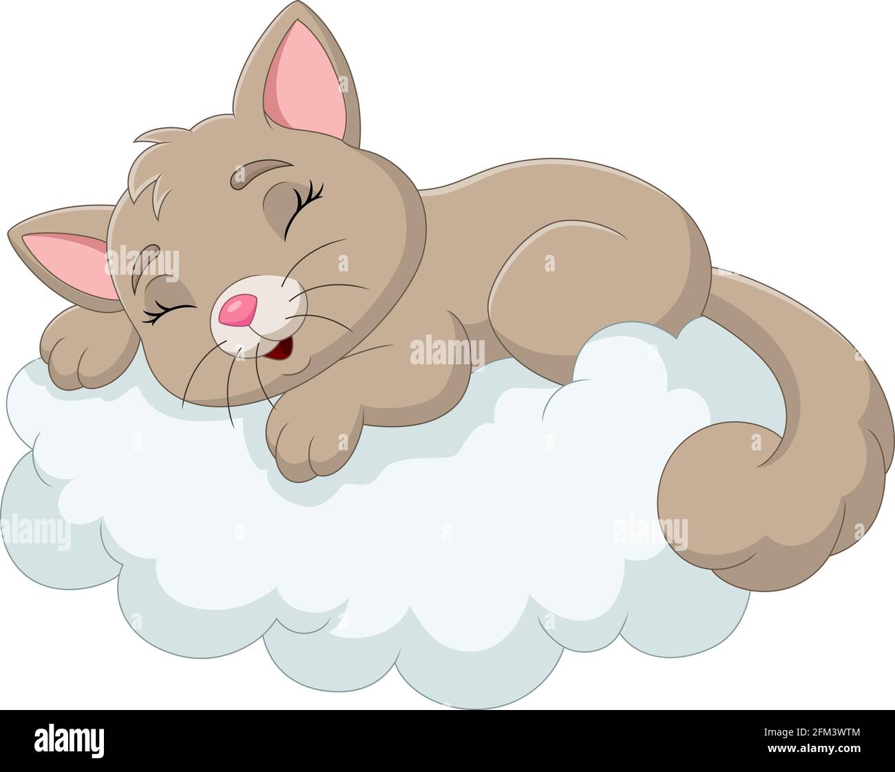 Dessin Anime Bebe Chat Dormir Sur Les Nuages Image Vectorielle Stock Alamy