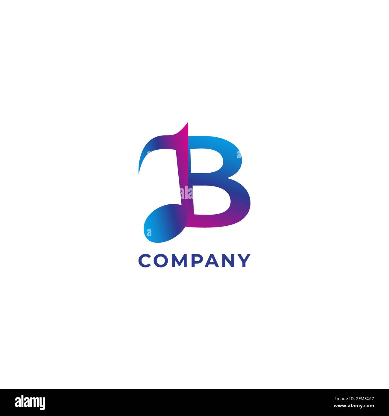 Lettre B Alphabet musique logo Design. Concept de logo initial et musical Note isolé sur fond blanc. Thème de couleur dégradé multicolore. Illustration de Vecteur