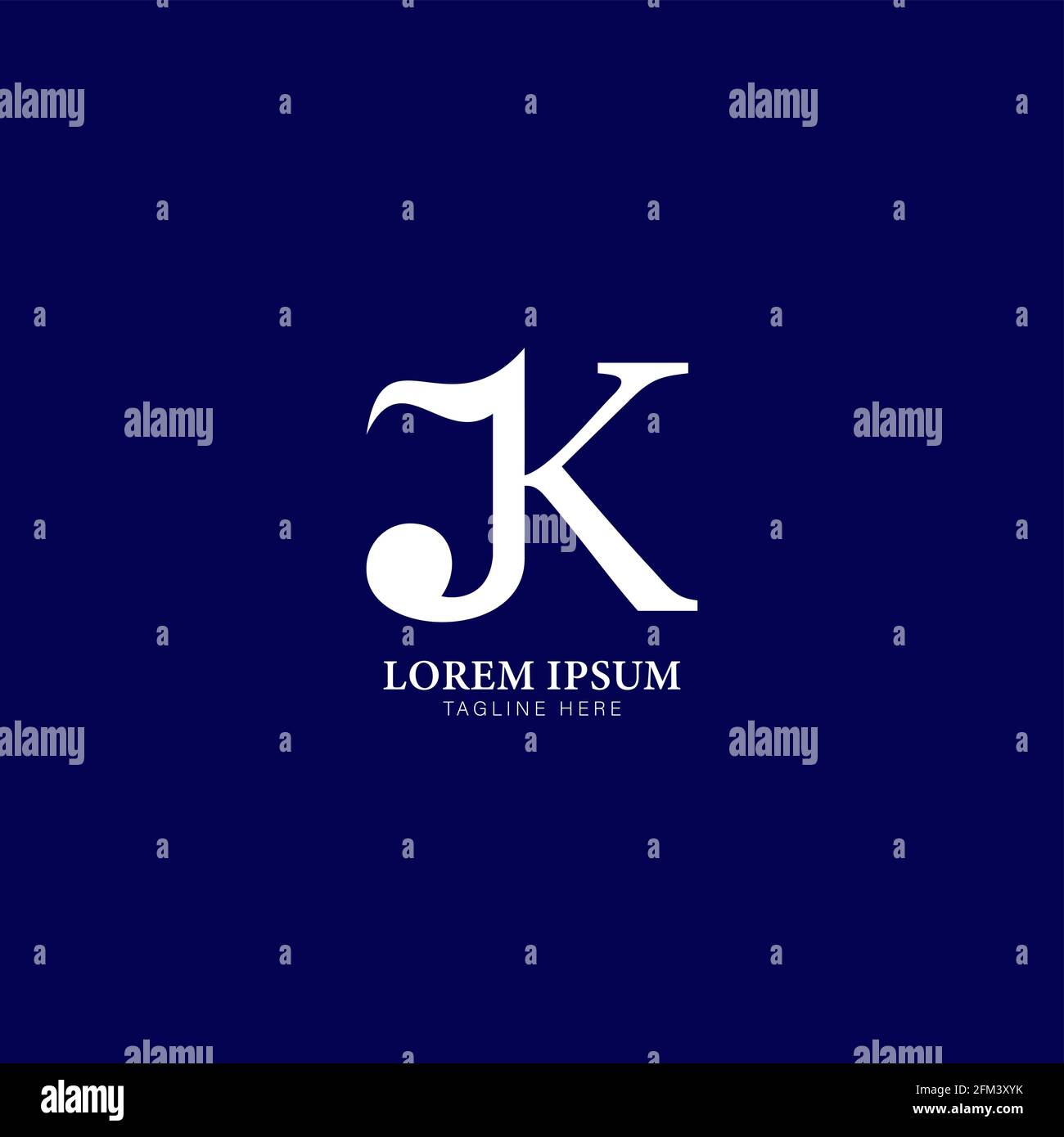Lettre K Alphabet Music logo Design. Initial, musical Note, Quaver, Eighth Notes logo concept isolé sur fond bleu marine. Illustration de Vecteur