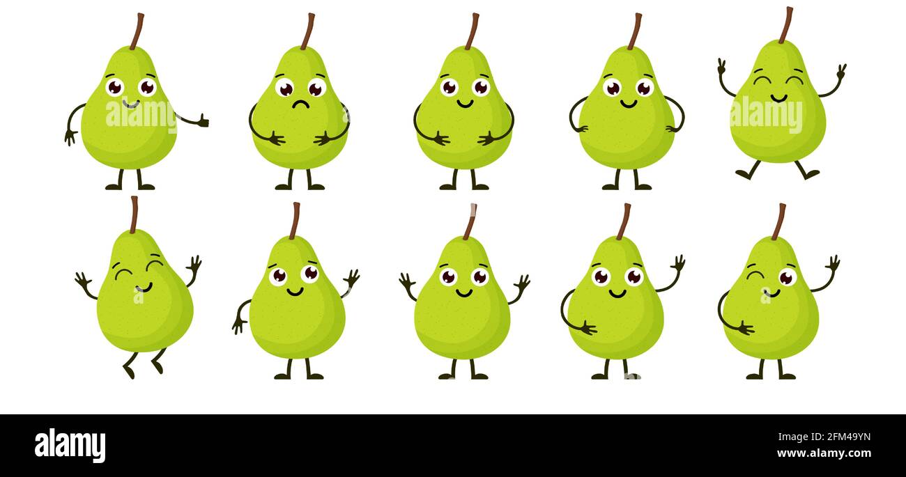 Dessin animé fruits amusants. Illustration de Vecteur