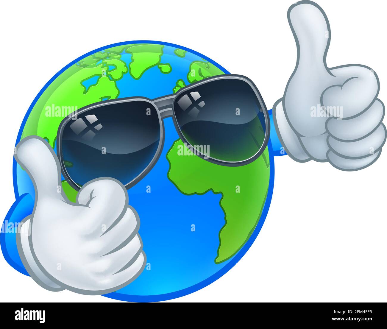 Globe terre Monde Mascot Cartoon Lunettes de nuances Illustration de Vecteur