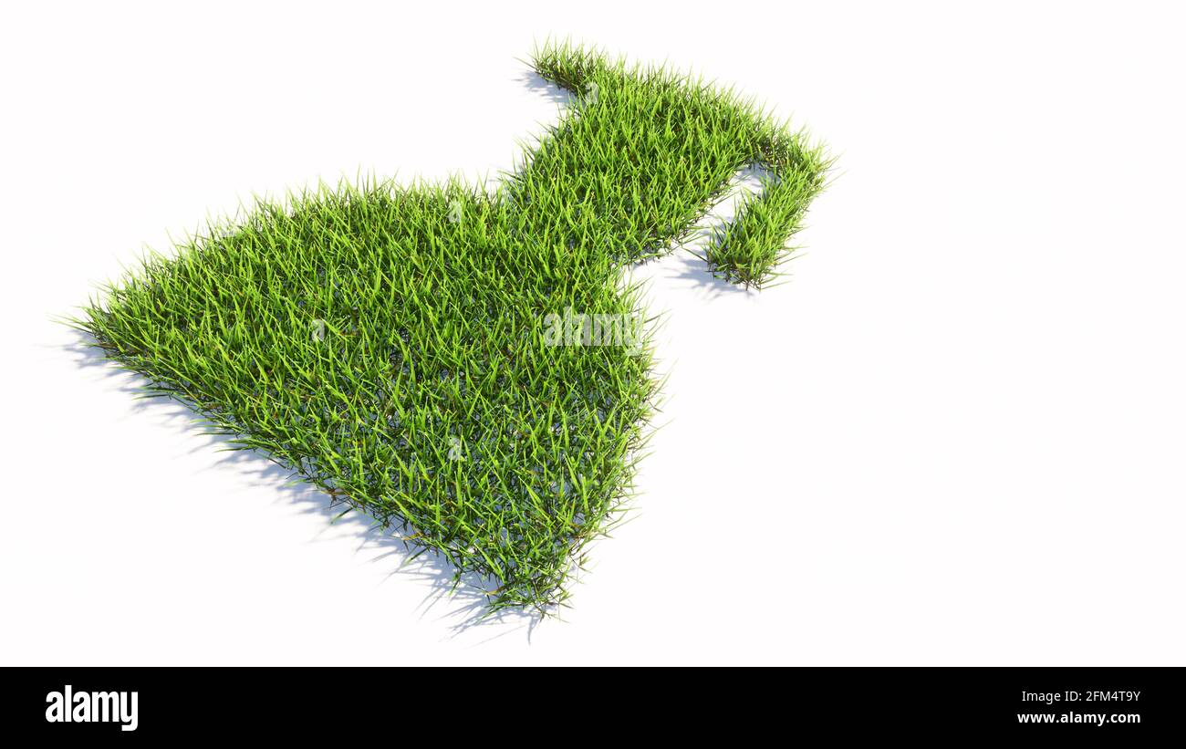 Concept ou conceptuel vert pelouse été symbole herbe forme isolé fond blanc, signe de la casquette de troisième cycle. Une métaphore de l'illustration 3d pour l'éducation Banque D'Images