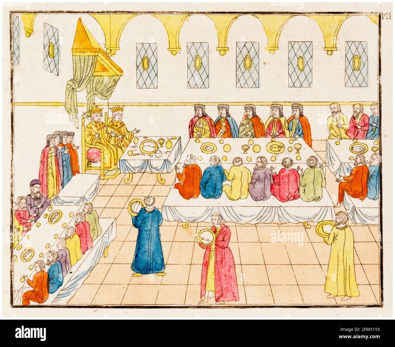Banquet royal de mariage, avec Tsar Michael I de Russie, (1596-1645), et Tsarina Eudoxia Streshnyova, (1608-1645), illustration vers 1810 Banque D'Images