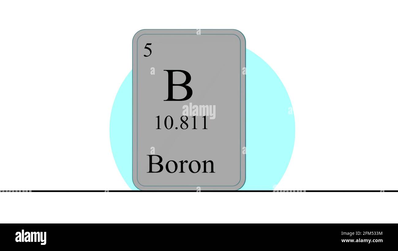 Illustration 3D - Boron. Élément du tableau périodique du système Mendeleev. Banque D'Images