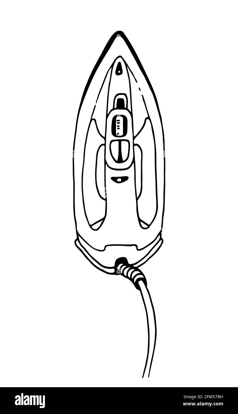 Schéma vectoriel en fer électrique, illustration dessinée à la main isolée sur fond blanc Illustration de Vecteur
