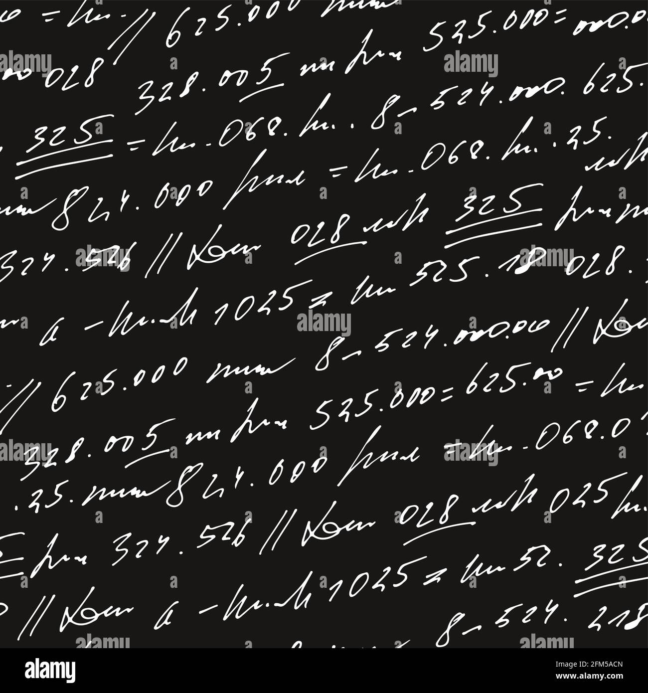 Texte abstrait manuscrit et chiffres vecteur modèle transparent, scénario monochrome vectoriel isolé sur fond de tableau noir, mathématiques et comptabilité Illustration de Vecteur