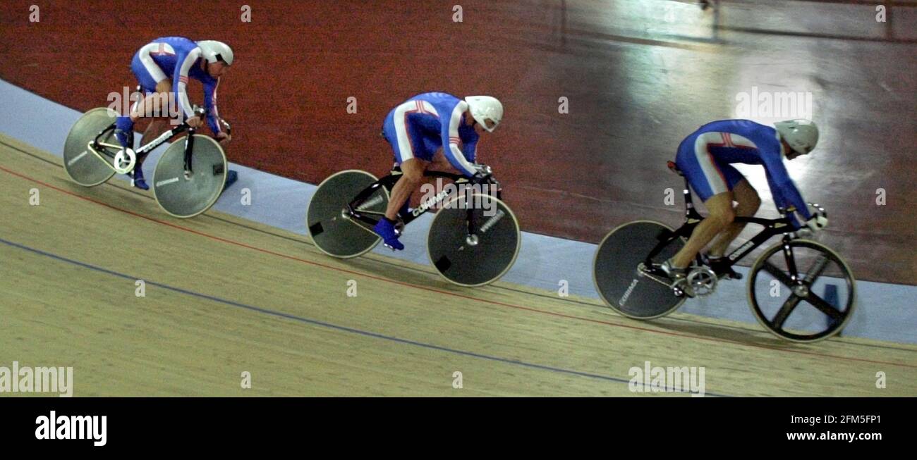 Jeux olympiques de Sydney septembre 2000 course à pied pour hommes Sprint olympique, Jason Queally, Craig Maclean et Chris Hoy Banque D'Images