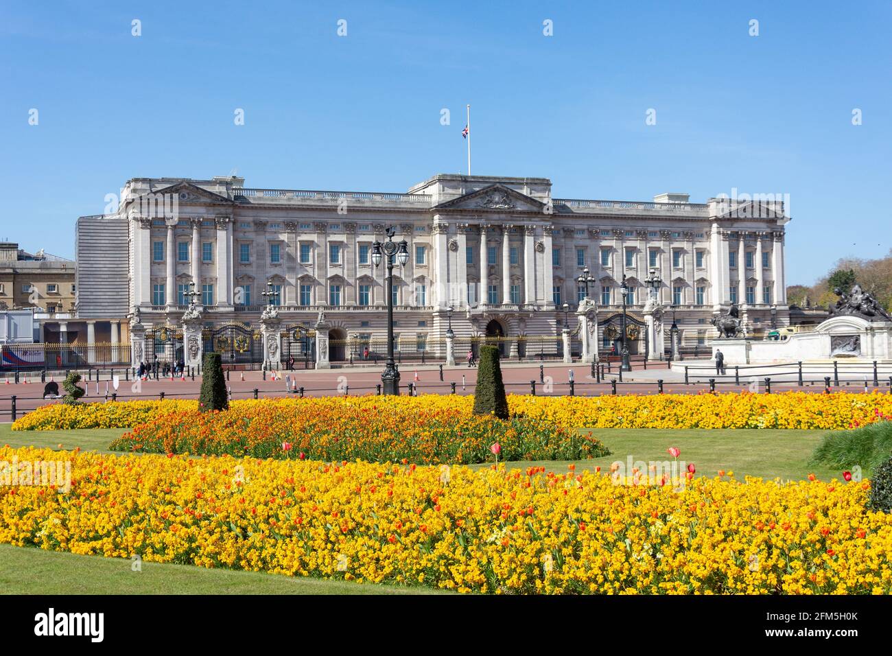 Buckingham Palace depuis Buckingham Palace Memorial Gardens, Westminster, City of Westminster, Greater London, Angleterre, Royaume-Uni Banque D'Images