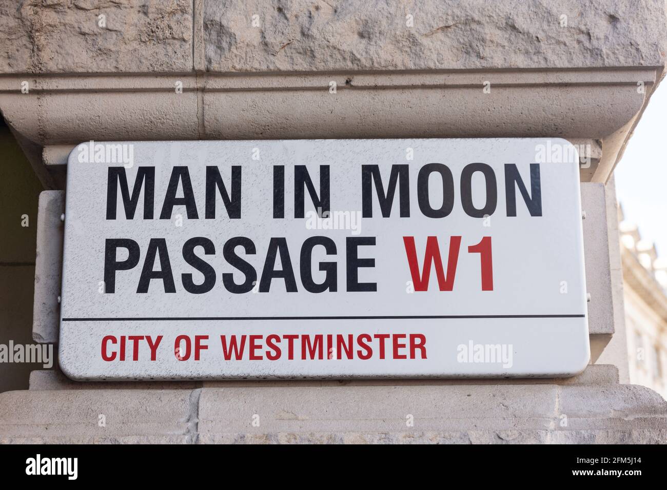 Man in Moon passage Street Sign, Mayfair, City of Westminster, Greater London, Angleterre, Royaume-Uni Banque D'Images