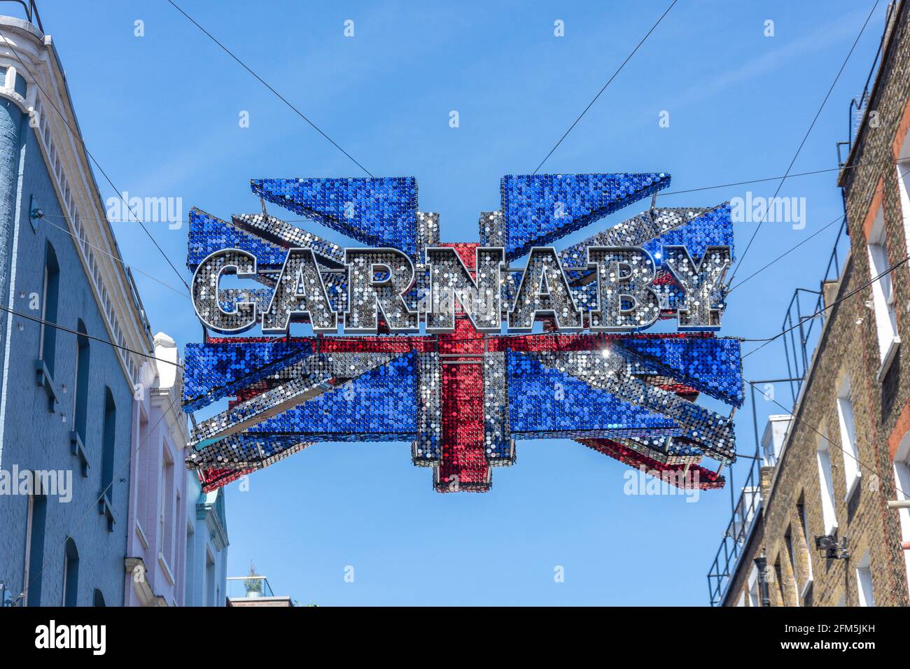 Union Jack Sign, Carnaby Street, West End, Soho, City of Westminster, Grand Londres, Angleterre, Royaume-Uni Banque D'Images