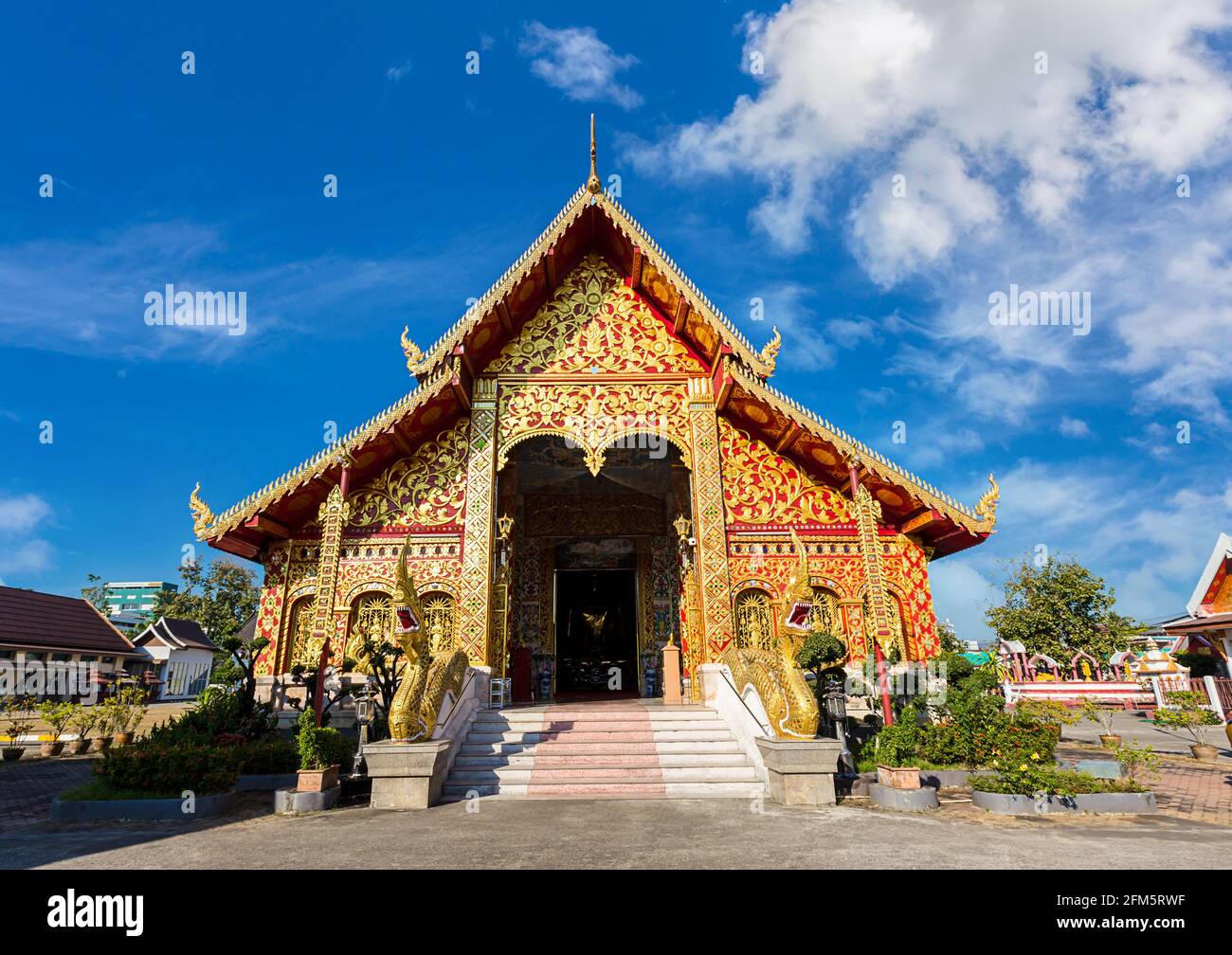 Wat Jet Yot dans la ville de Chiang Rai en Thaïlande du Nord. Banque D'Images