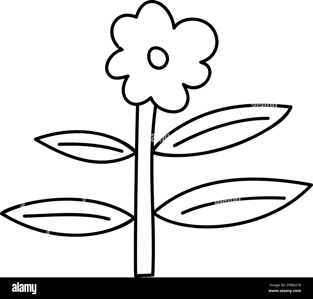 Fleur de printemps stylisée vectorielle avec monoline. Élément d'illustration scandinave. Image florale d'été décorative pour carte de Saint-Valentin ou Illustration de Vecteur