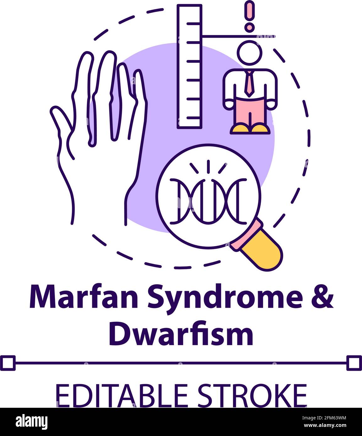 Icône du concept du syndrome de Marfan et du nanisme Illustration de Vecteur