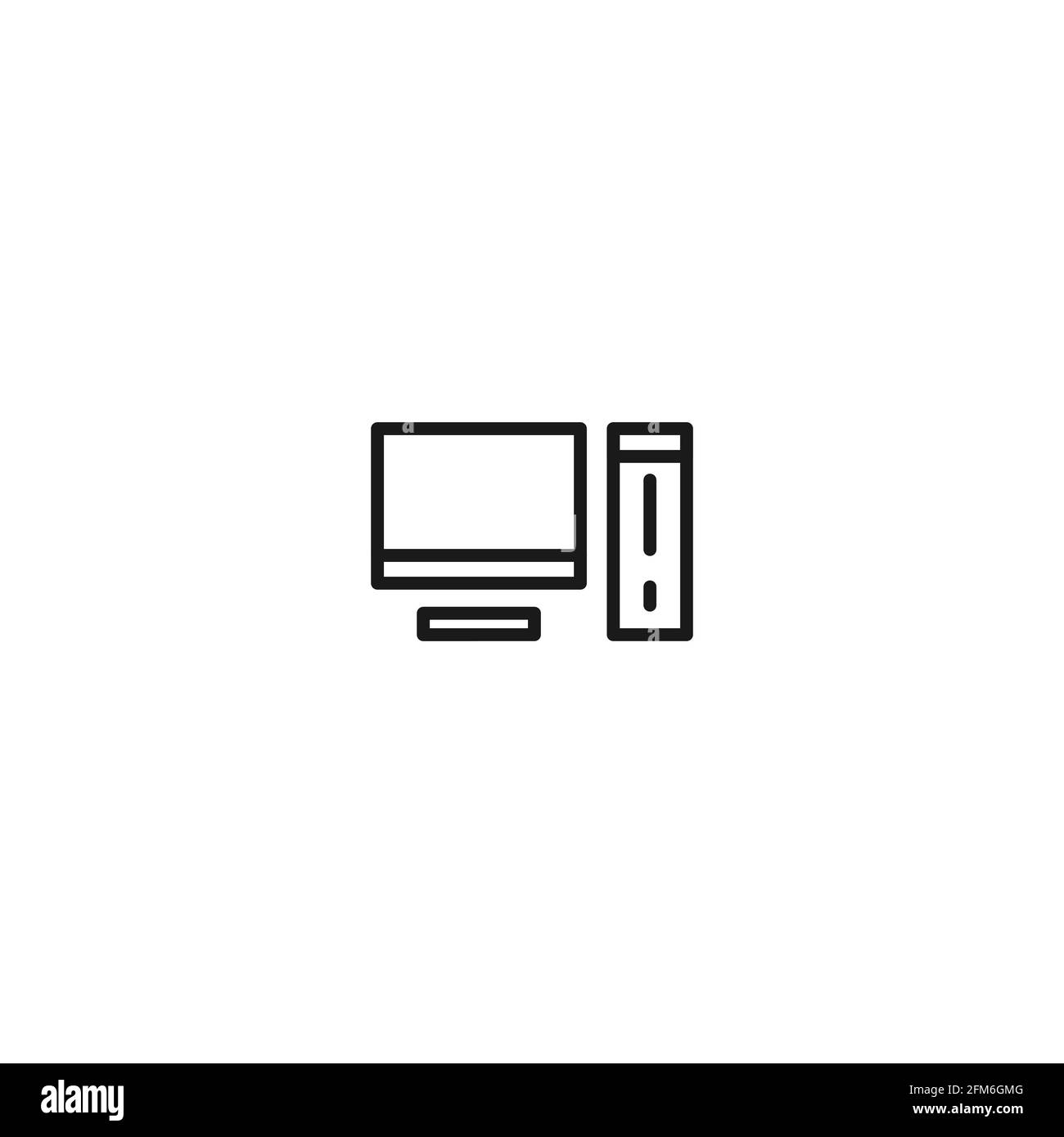 Ordinateur personnel icône CPU Illustration modèle de conception avec style de contour Illustration de Vecteur