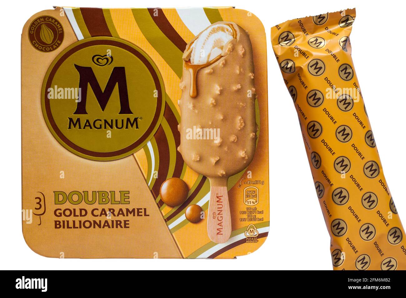 Glaces milliardaires magnum double gold caramel Banque de photographies