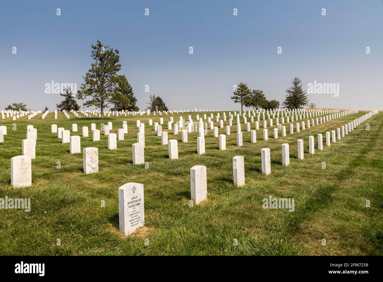 Cimetière du mémorial de guerre, monument national du champ de bataille de Little Bighorn, Hardin, Montana, États-Unis Banque D'Images