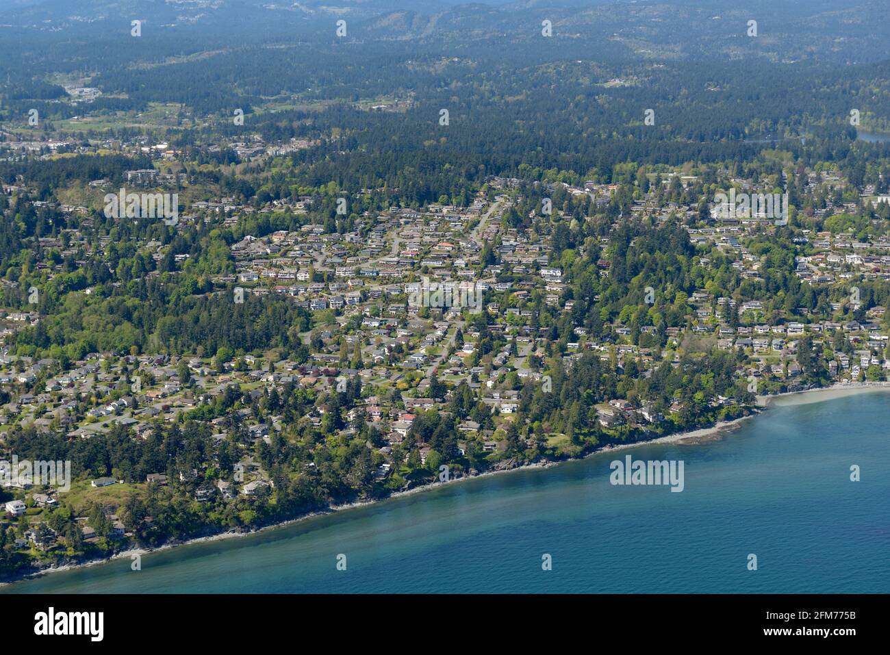 Photo aérienne de Cordova Bay, Saanich, île de Vancouver, Colombie-Britannique Banque D'Images