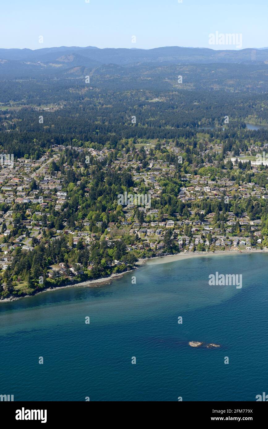 Photo aérienne de Cordova Bay, Saanich, île de Vancouver, Colombie-Britannique Banque D'Images
