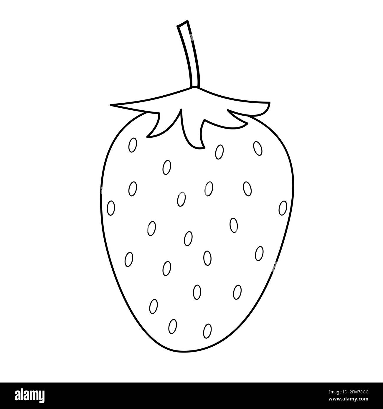 Illustration vectorielle noir et blanc fraise pour livre de coloriage enfant Illustration de Vecteur