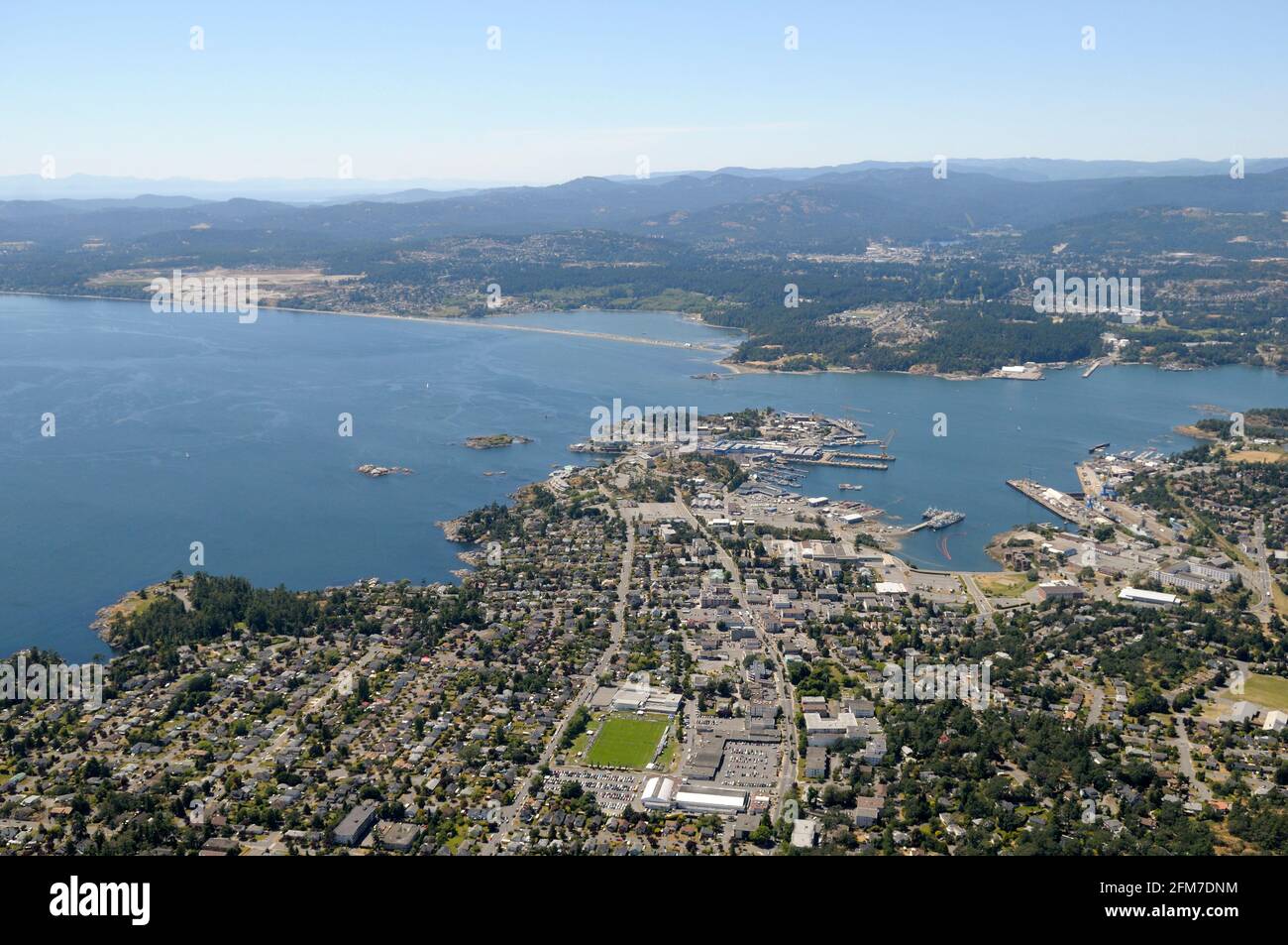 Photo aérienne du port d'Esquimalt, sur l'île de Vancouver, Colombie-Britannique, Canada. Banque D'Images