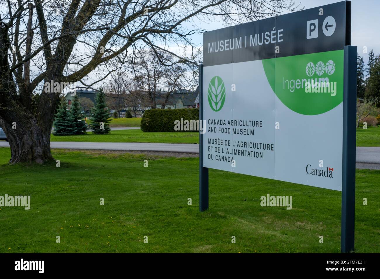 Ottawa (Ontario), Canada - le 1er mai 2021 : une affiche pour le Musée de l'agriculture et de l'alimentation du Canada. Le musée est exploité par la société d'État Ingenium and Banque D'Images