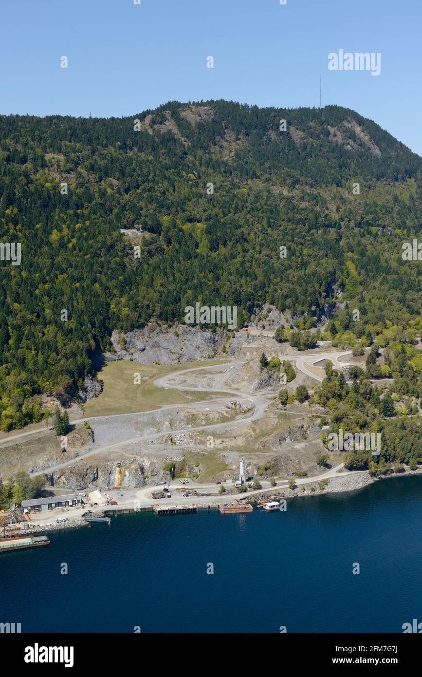 Photo aérienne de Bamberton, île de Vancouver, Colombie-Britannique, Canada. Banque D'Images