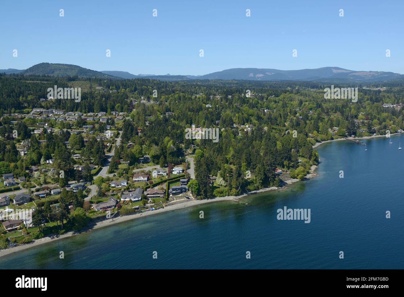 Photo aérienne de Mill Bay, île de Vancouver, Colombie-Britannique Banque D'Images