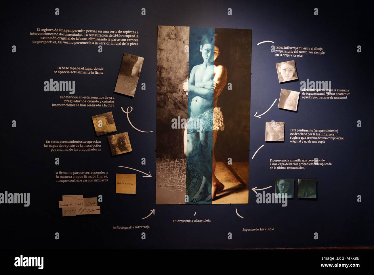 Le Museo Nacional de San Carlos rouvre avec l'exposition 'Infinite archive d'un tableau dans le doute. Le cas de Maria Morelli'; objets d'art et documents; du 6 mai au 15 août 2021. L'exposition 'l'archive infinie d'une peinture dans le doute. Le cas de Maria Morelli, est composé d'œuvres, de sculptures, de gravures et de photographies, liées à l'œuvre Saint Jean-Baptiste enfant (1855-57), attribuée à l'origine à l'artiste français Jean-Auguste-Dominique Ingres. Le 6 mai 2021 à Mexico, Mexique. Photo de Luis Barron/Eyepix/ABACAPRESS.COM Banque D'Images