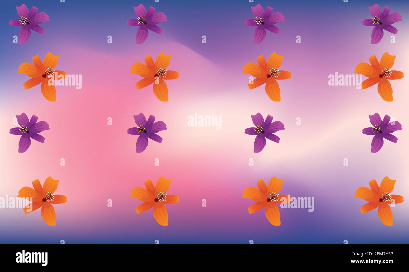 différents types de fleurs sur fond noir abstrait Illustration de Vecteur