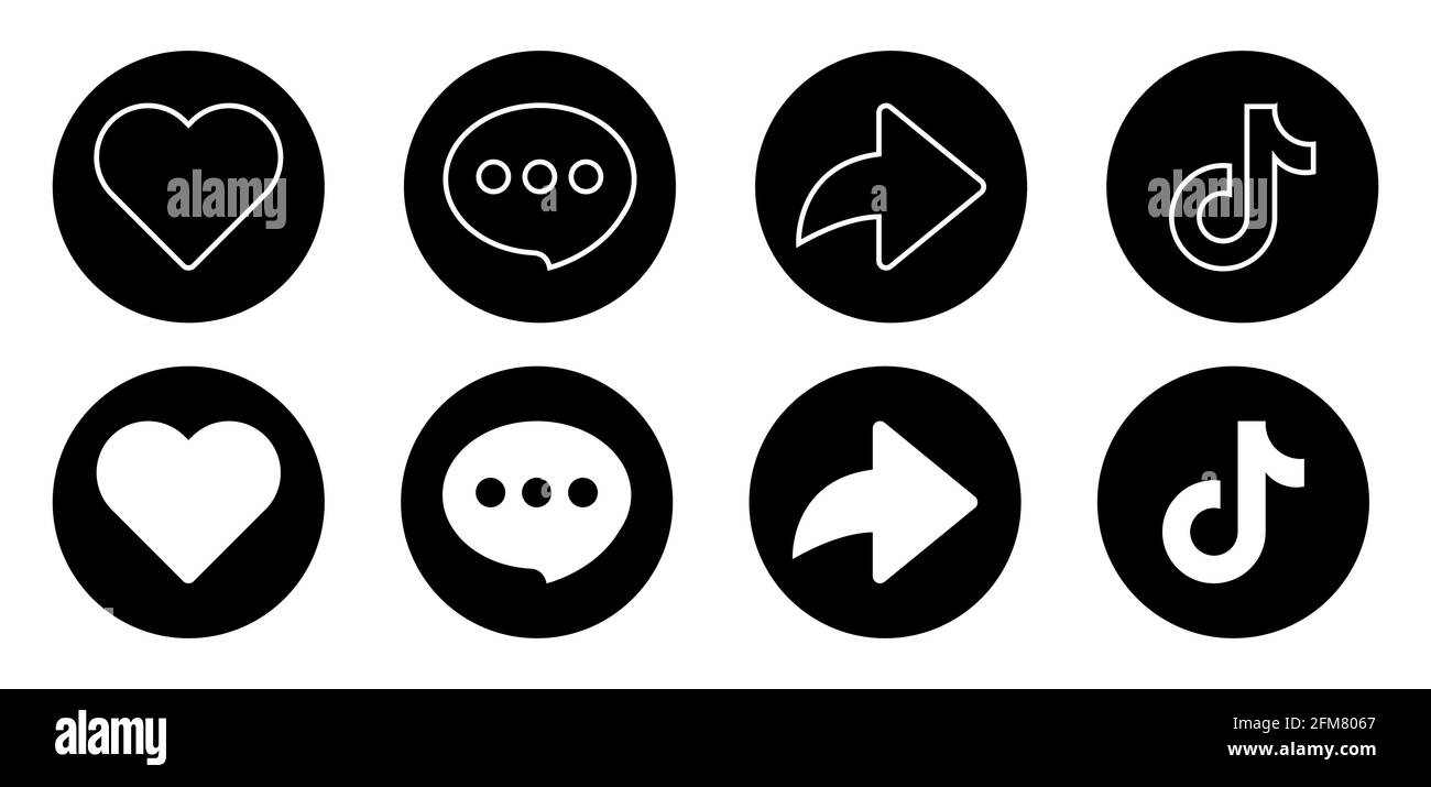 Ensemble d'icônes de médias sociaux. Aimer, commenter, partager et logo. Illustration vectorielle isolée sur fond blanc Illustration de Vecteur