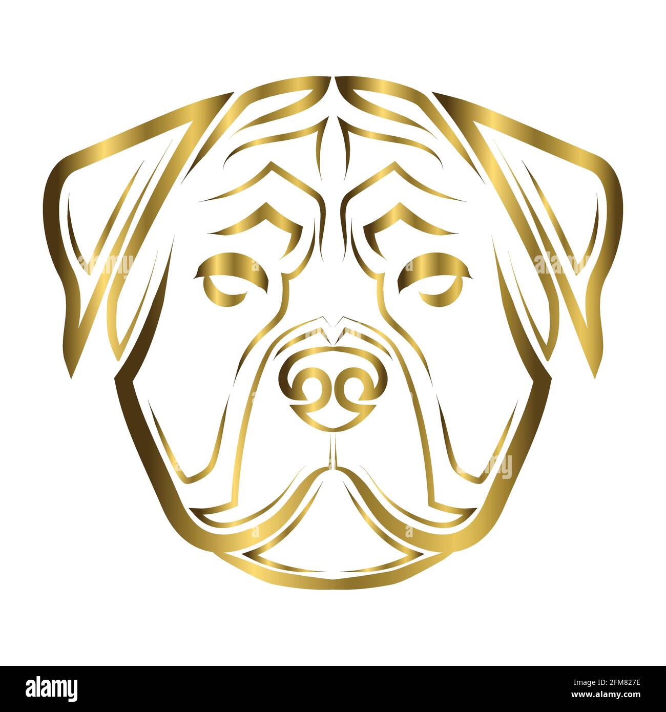 illustration de la ligne d'or de la tête de chien rottweiler. Bon usage pour symbole, mascotte, icône, avatar, tatouage, T-shirt, logo ou tout autre motif que vous voulez. Illustration de Vecteur