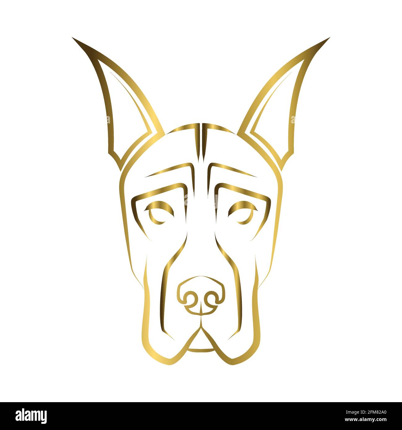 L'art de la ligne d'or de la tête de chien de Great Dane. Bon usage pour symbole, mascotte, icône, avatar, tatouage, T-shirt, logo ou tout autre motif que vous voulez. Illustration de Vecteur