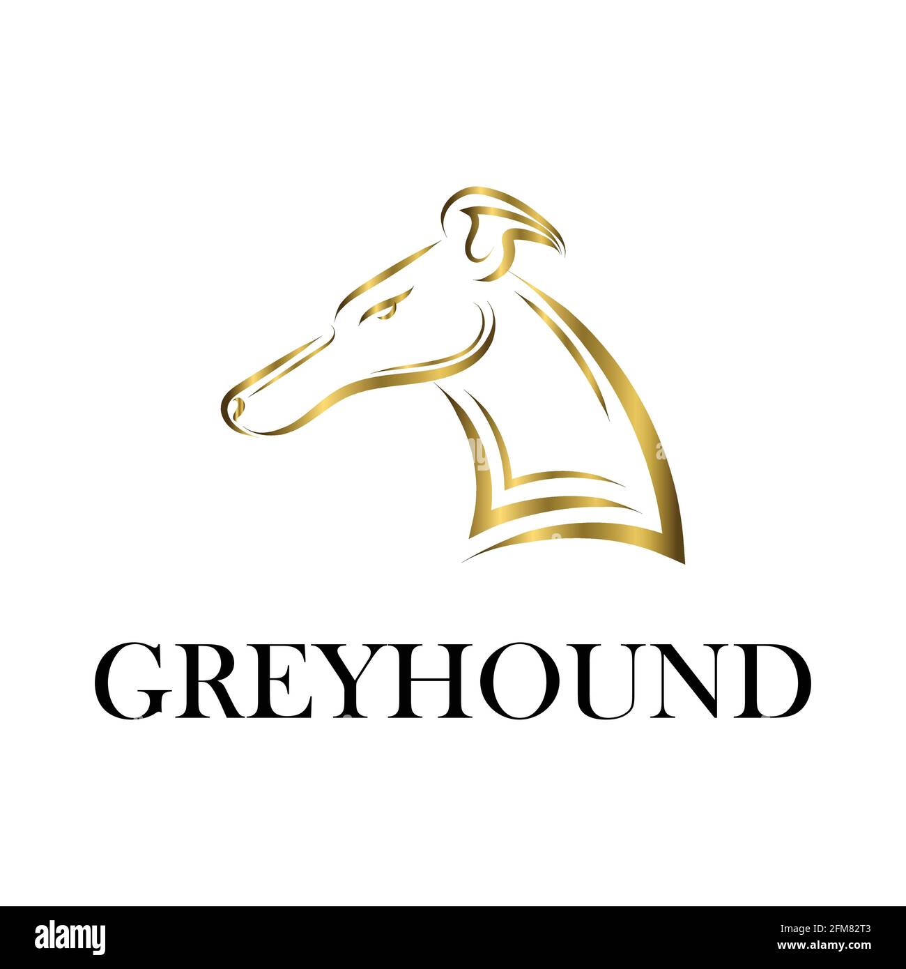 Art de la ligne d'or de la tête de chien Greyhound. Bon usage pour symbole, mascotte, icône, avatar, tatouage, T-shirt, logo ou tout autre motif que vous voulez. Illustration de Vecteur