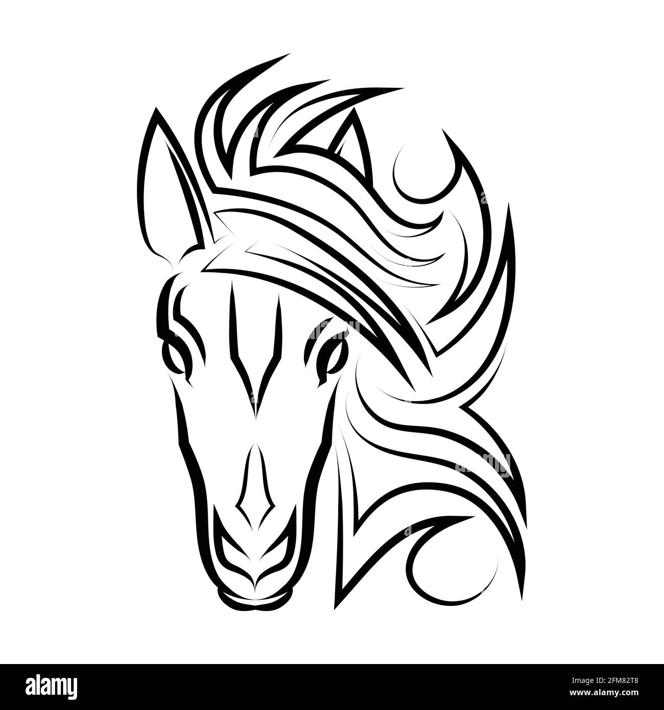Vecteur de dessin au trait de la tête de cheval. Convient pour une utilisation comme décoration ou logo. Illustration de Vecteur
