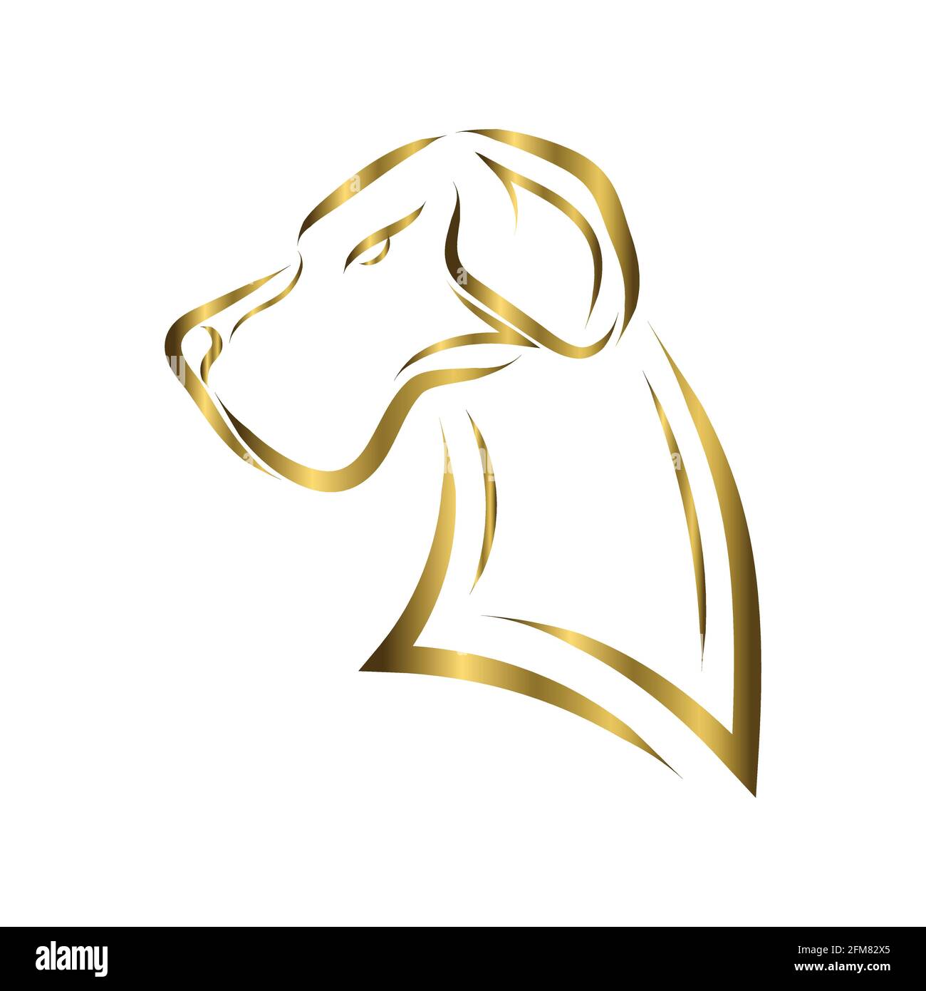 L'art de la ligne d'or de la tête de chien de Great Dane. Bon usage pour symbole, mascotte, icône, avatar, tatouage, T-shirt, logo ou tout autre motif que vous voulez Illustration de Vecteur