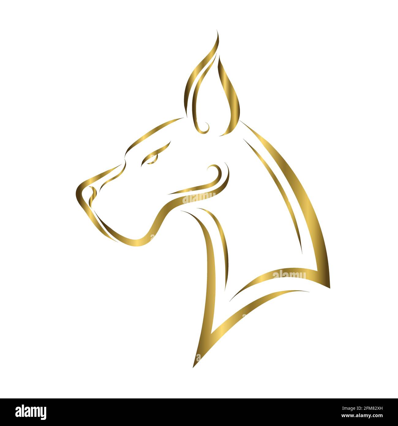 L'art de la ligne d'or de la tête de chien de Great Dane. Bon usage pour symbole, mascotte, icône, avatar, tatouage, T-shirt, logo ou tout autre motif que vous voulez Illustration de Vecteur