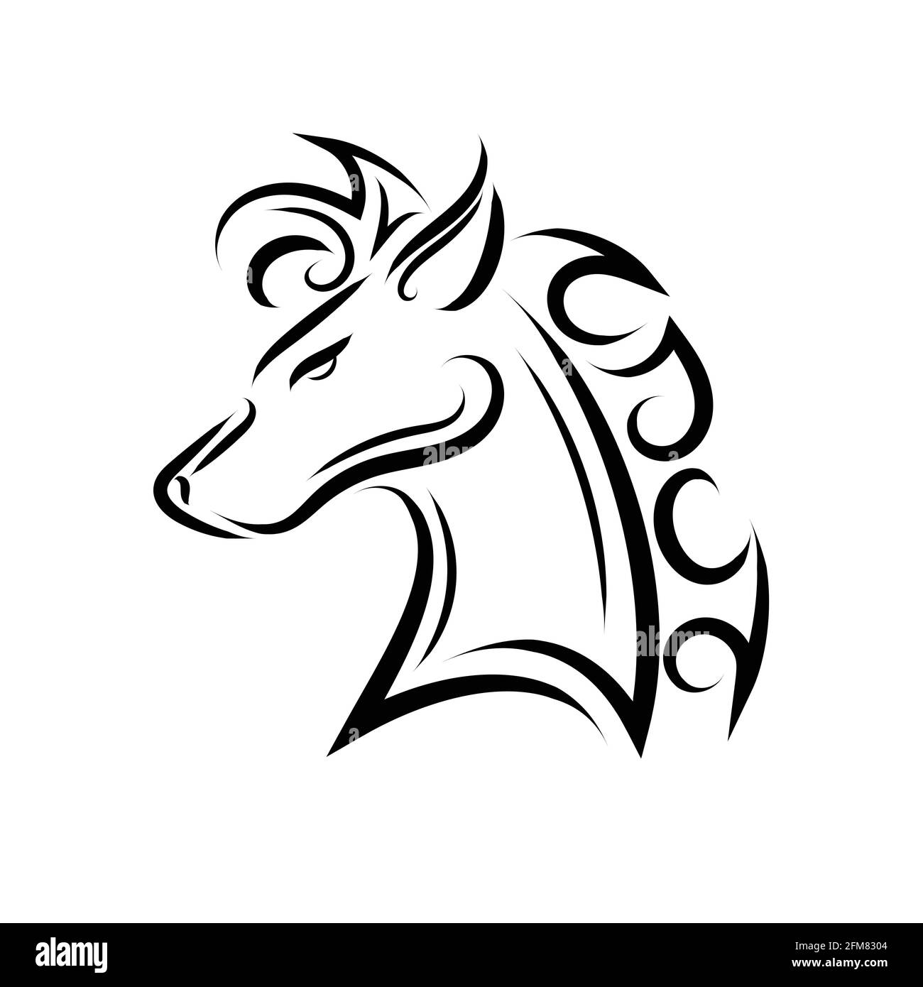 Art noir et blanc de la tête de cheval. Bon usage pour symbole, mascotte, icône, avatar, tatouage, T-shirt, logo ou tout autre motif que vous voulez. Illustration de Vecteur