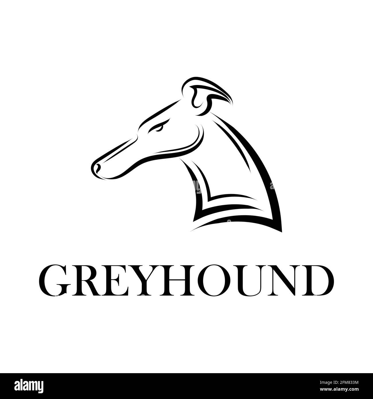 Art noir et blanc de la tête de chien Greyhound. Bon usage pour symbole, mascotte, icône, avatar, tatouage, T-shirt, logo ou tout autre motif que vous voulez. Illustration de Vecteur