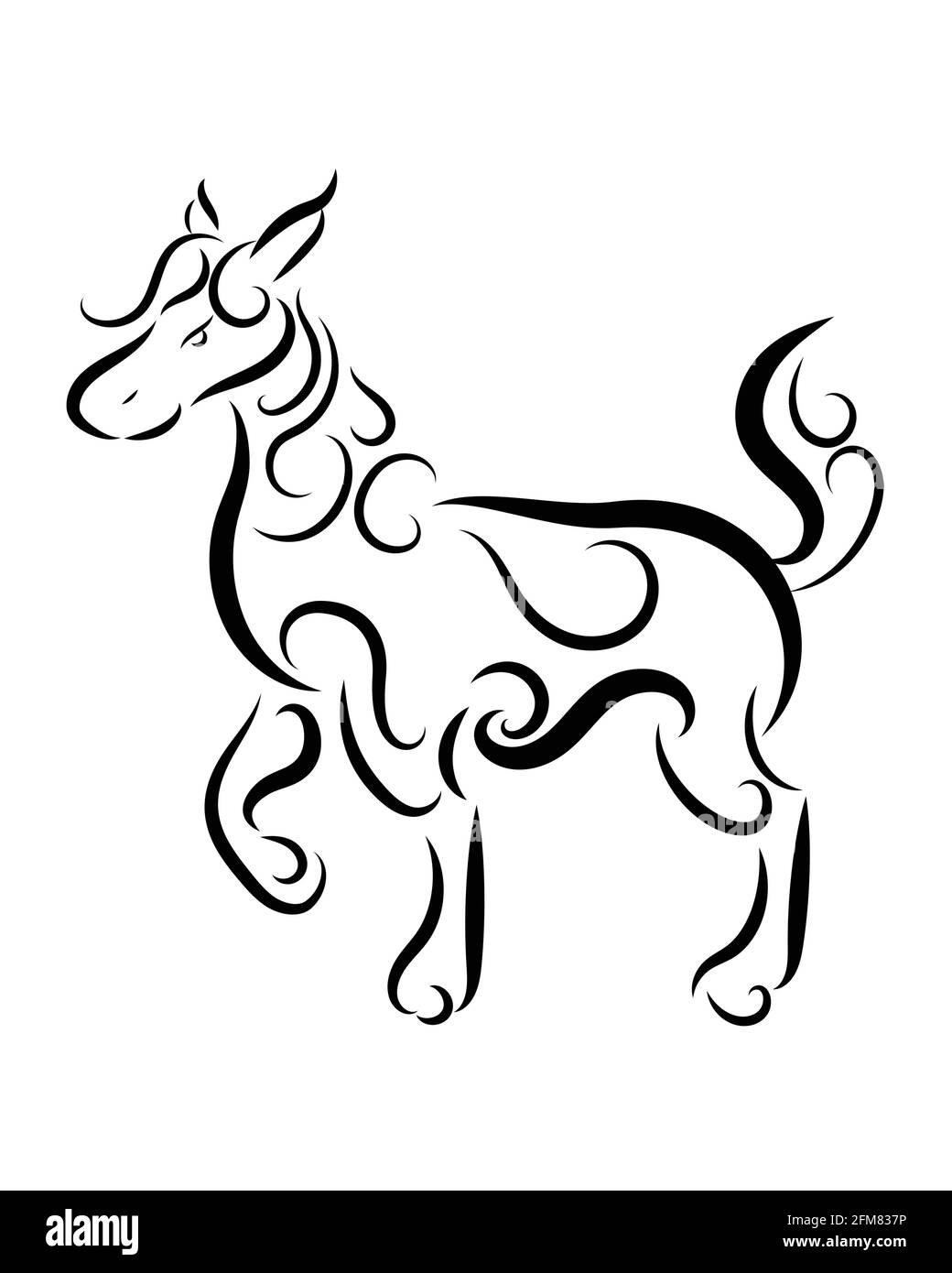 Vecteur de dessin au trait de cheval. Il est debout. Convient pour une utilisation comme décoration ou logo. Illustration de Vecteur