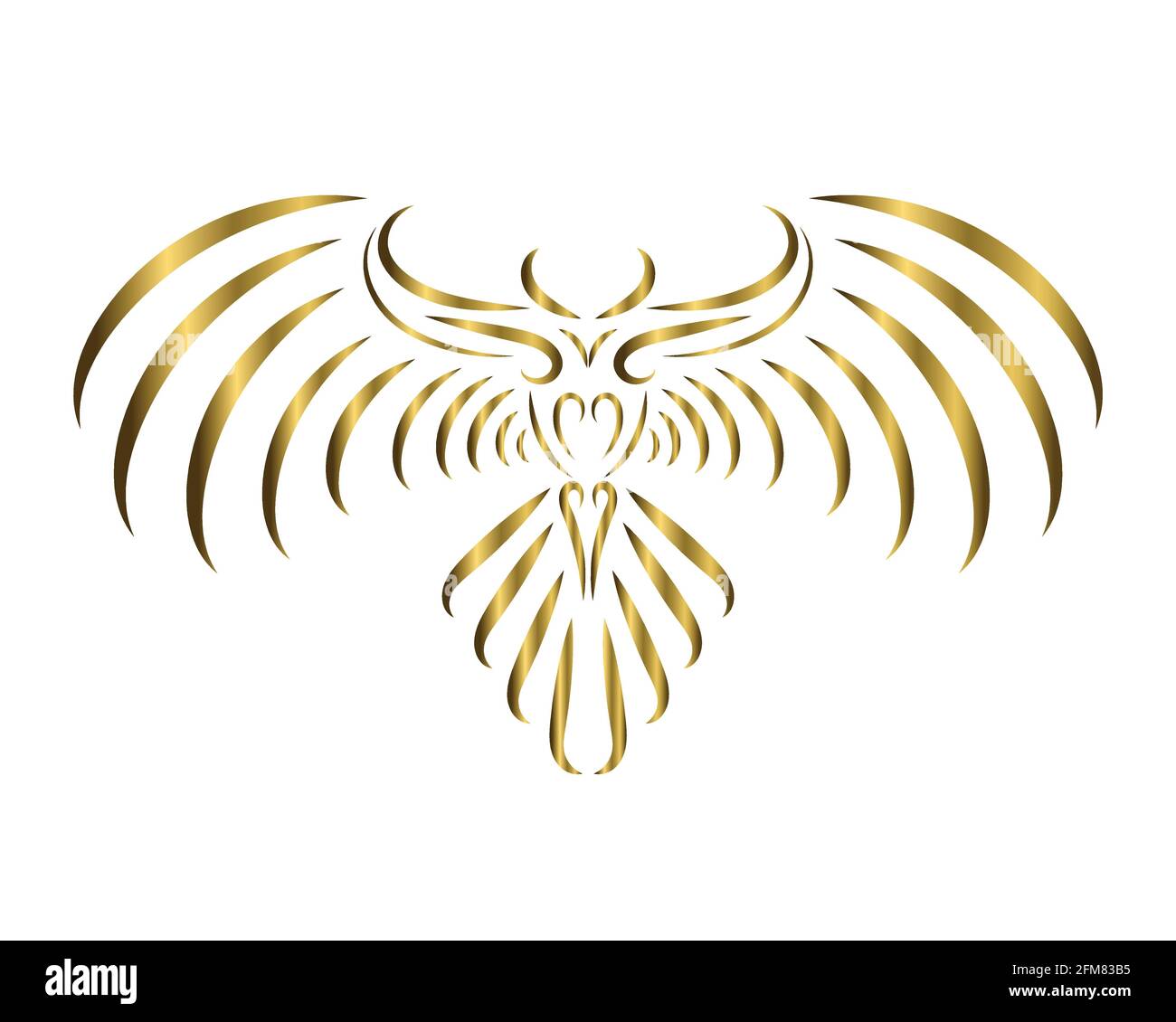 ligne d'or art de l'aigle avec de belles ailes. Décoration décorative à motif fleuri curl. Bon usage pour symbole, mascotte, icône, avatar, tatouage, Motif t-shirt, logo Illustration de Vecteur