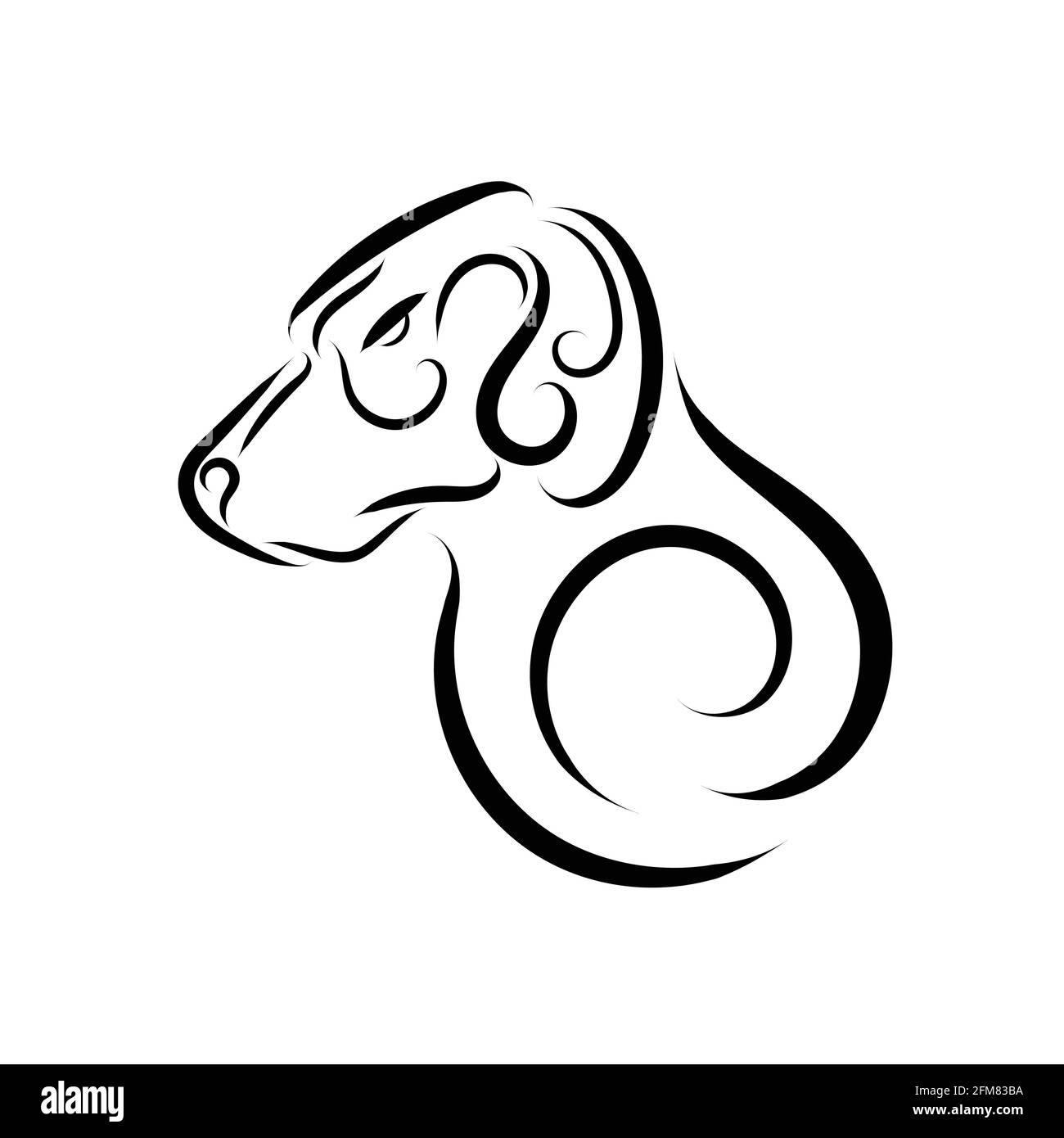 Dessin de la tête de chien en noir et blanc. Bon usage pour symbole, mascotte, icône, avatar, tatouage, T-shirt, logo ou tout autre motif que vous voulez. Illustration de Vecteur