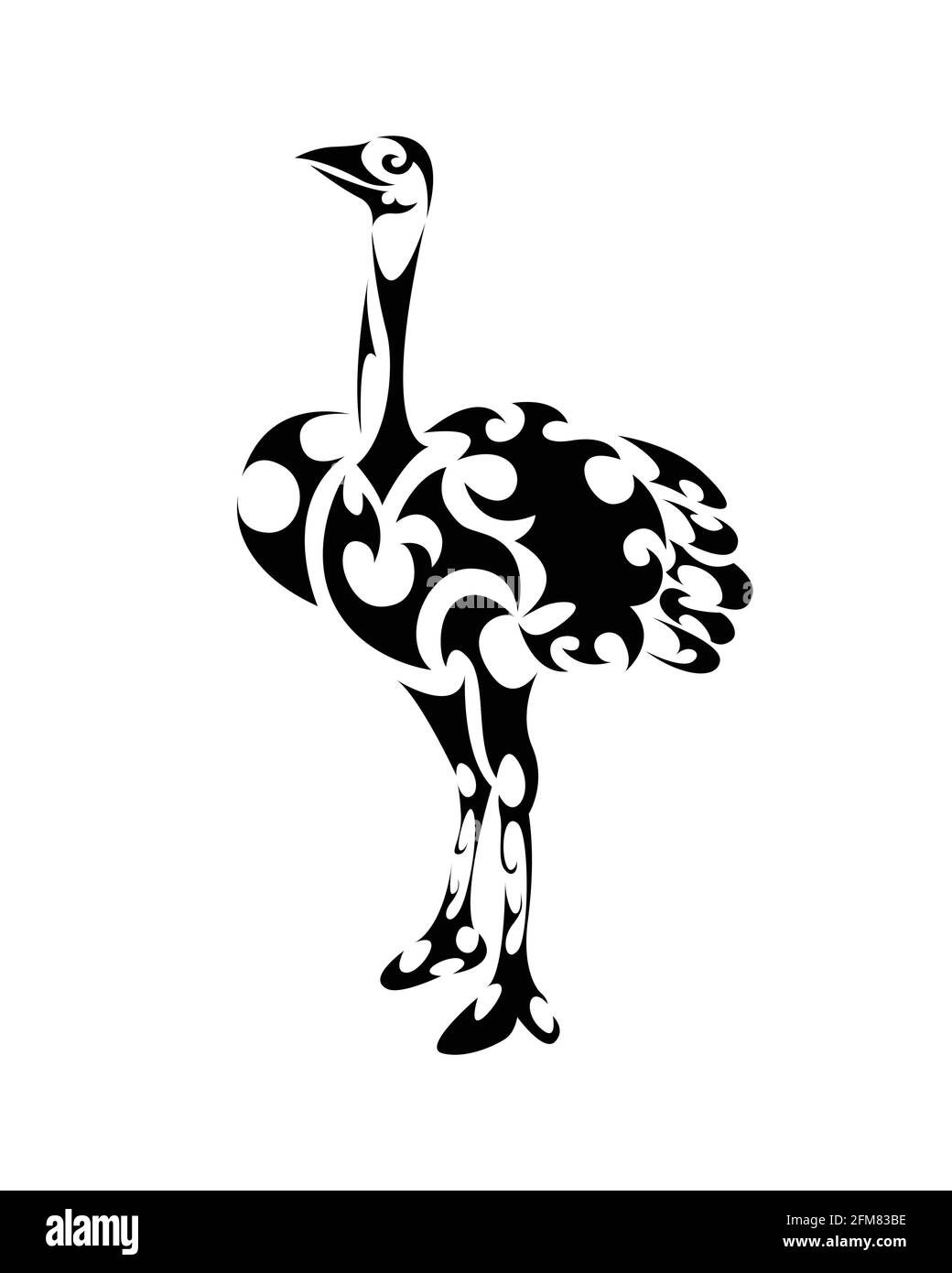 Le vecteur de dessin au trait de l'autruche est debout. Convient pour une utilisation comme décoration ou logo. Illustration de Vecteur