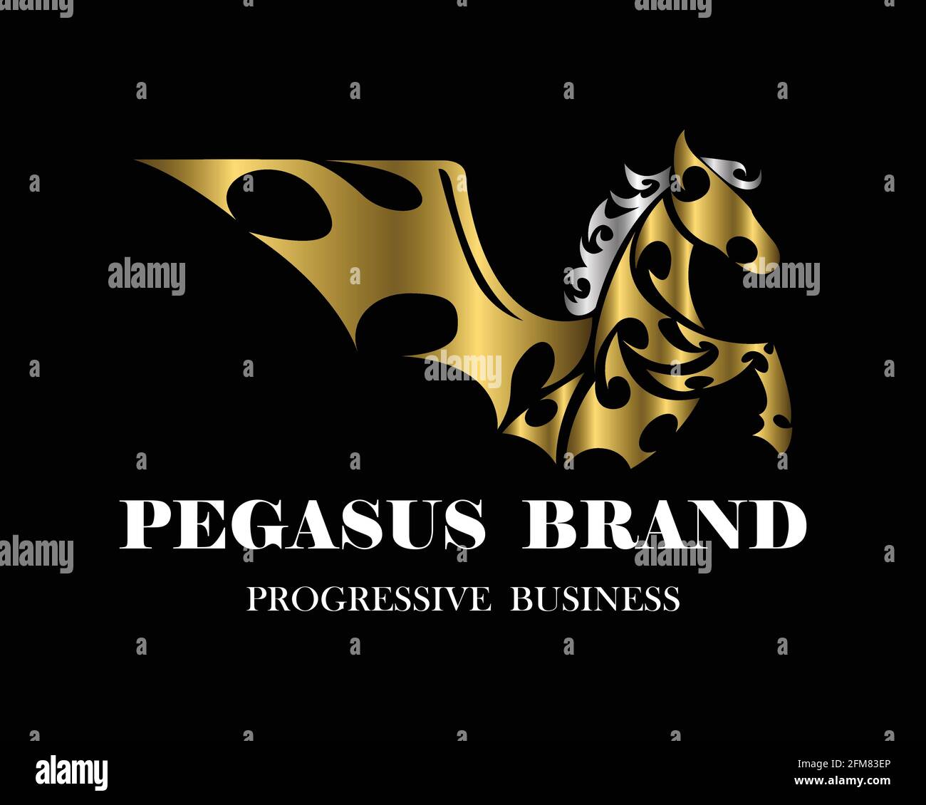 Vecteur de dessin au trait de pegasus avec pattes avant relevées. Convient pour une utilisation comme décoration ou logo. Illustration de Vecteur