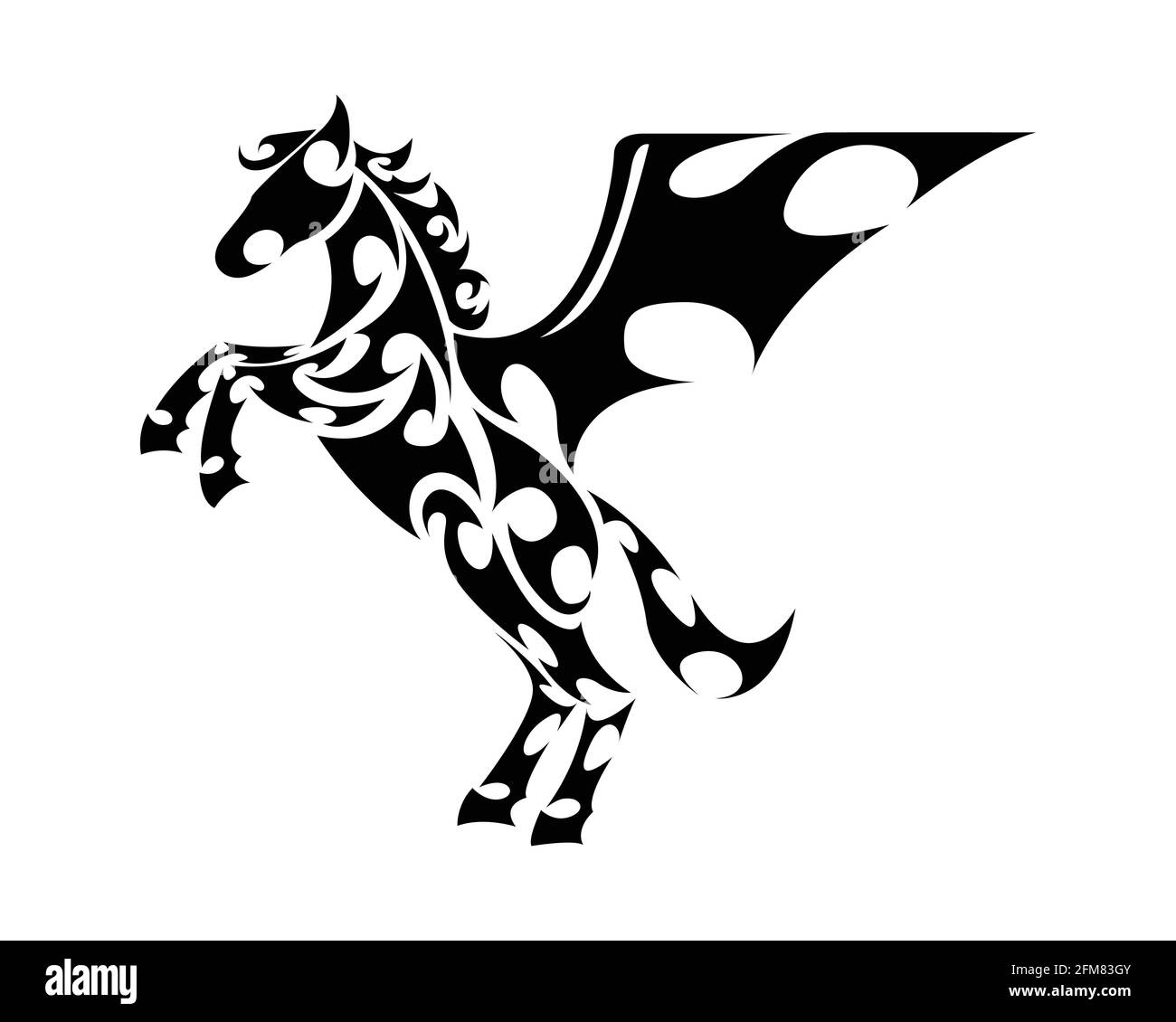 Vecteur art de ligne de cheval avec les jambes avant soulevées. Convient pour une utilisation comme décoration ou logo. Illustration de Vecteur