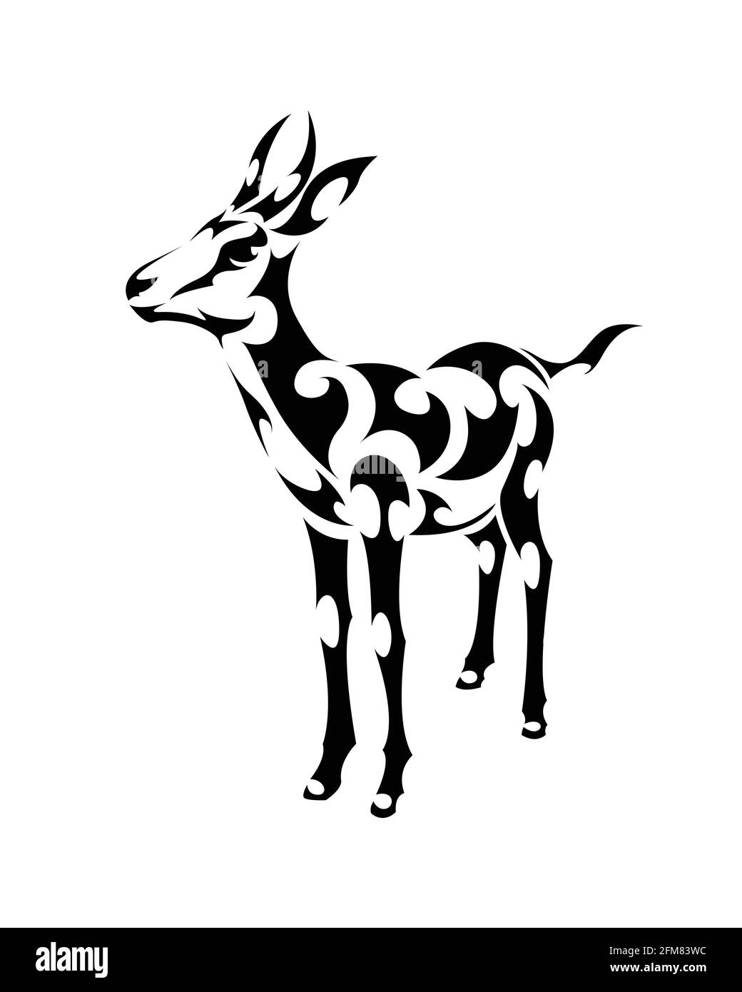 Le vecteur de dessin au trait de springbok est debout. Convient pour une utilisation comme décoration ou logo. Illustration de Vecteur