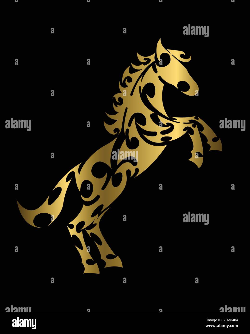 Vecteur art de ligne de cheval avec les jambes avant soulevées. Convient pour une utilisation comme décoration ou logo. Illustration de Vecteur