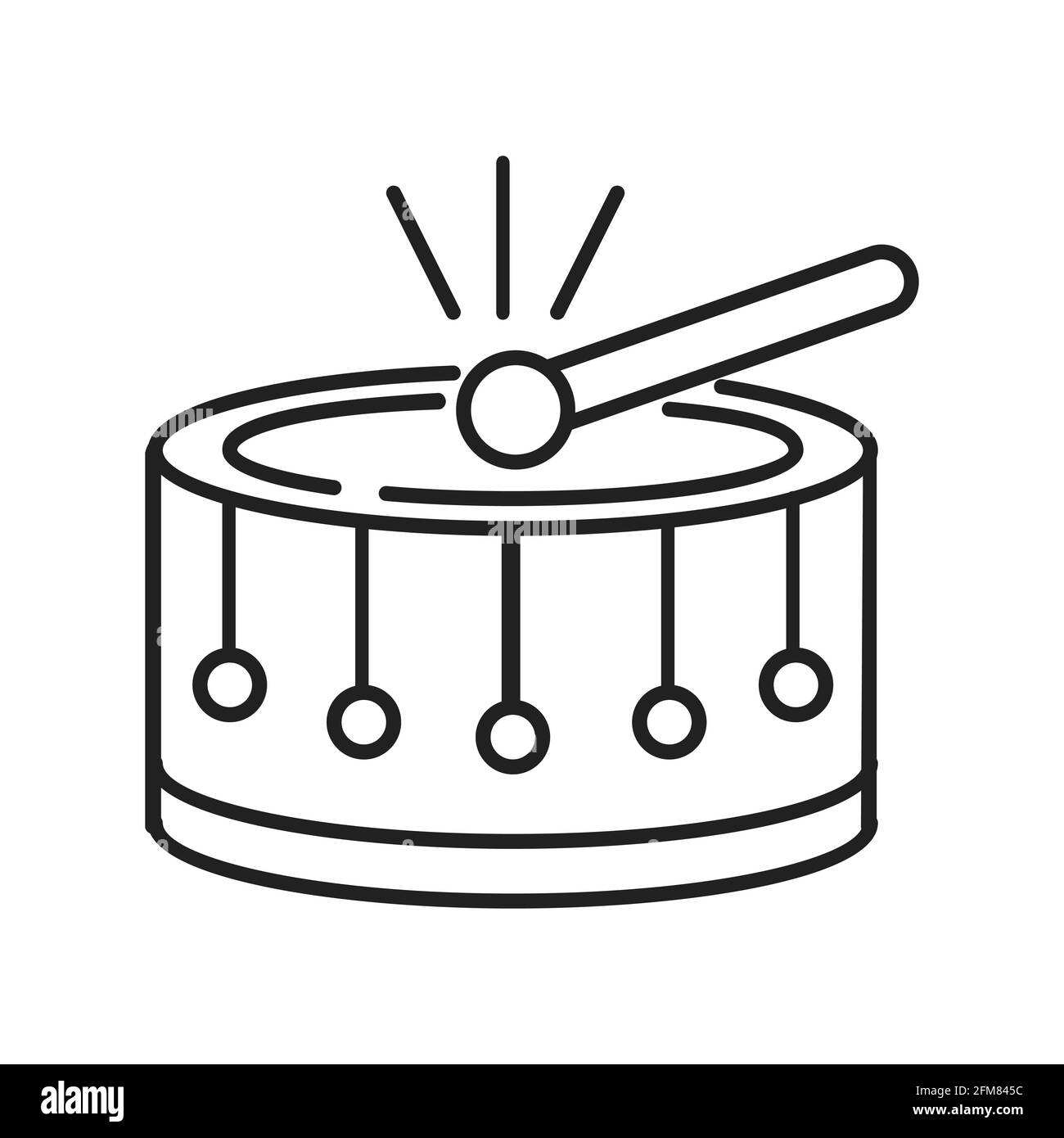 Vecteur d'icône de tambour en ligne, style de contour. Culture orientale, musulmane, arabe, panneau de tambour marocain. Jouer sur instrument de musique sur parade. Illustration de Vecteur