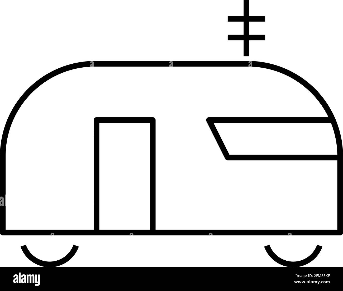 Icône caravane ou mobile home en ligne fine Illustration de Vecteur