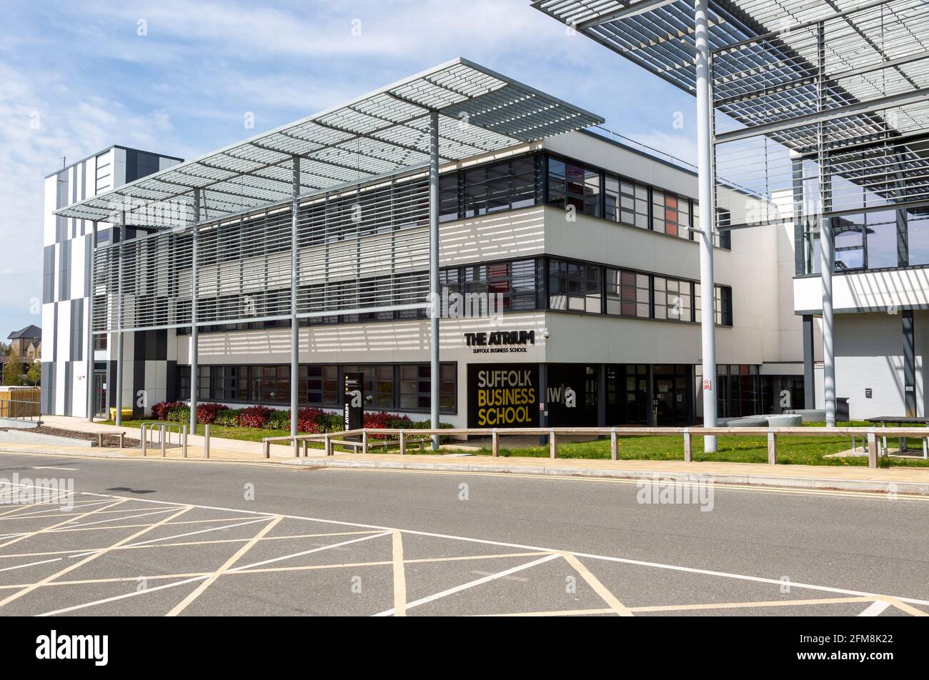 The Atrium, Suffolk Business School Building, Université de Suffolk, Ipswich, Angleterre, Royaume-Uni Banque D'Images